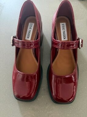 Steve Madden Women’s Patent Burgundy Mary Jane Heels